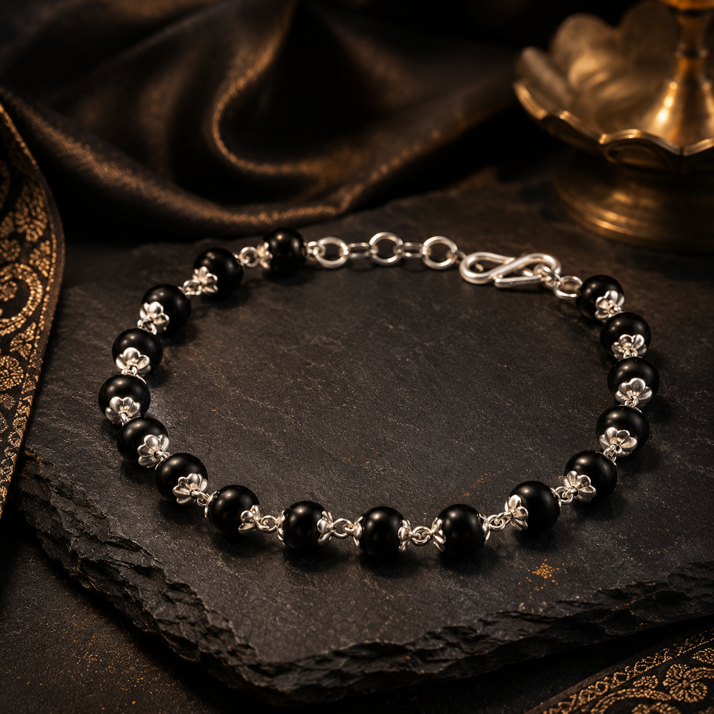 Karungali Bracelet with silver cap