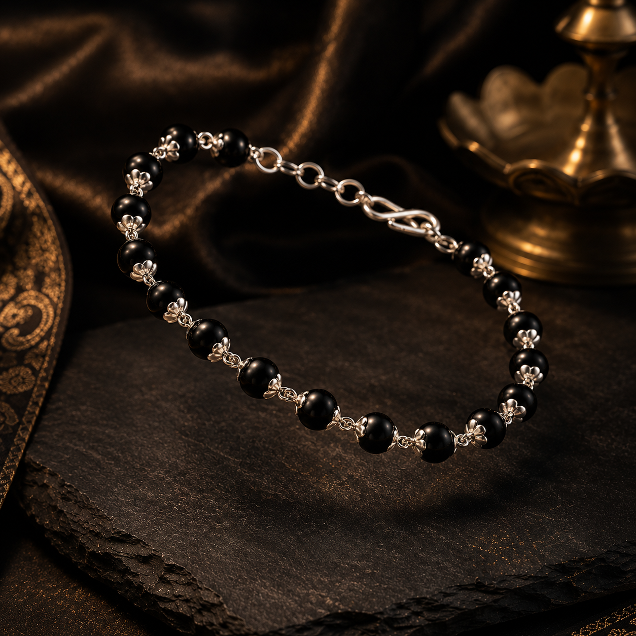 Karungali Bracelet with silver cap