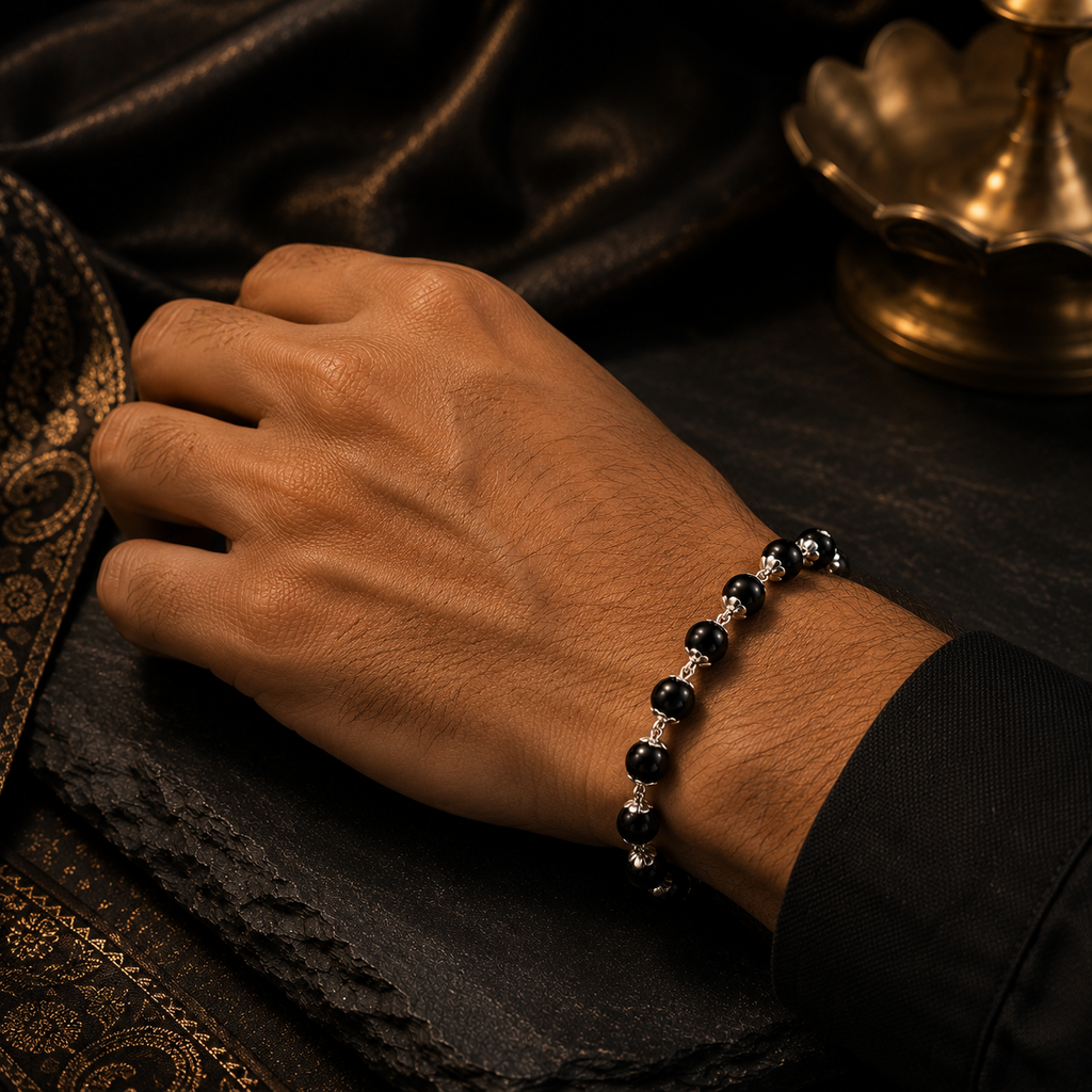 Karungali Bracelet with silver cap