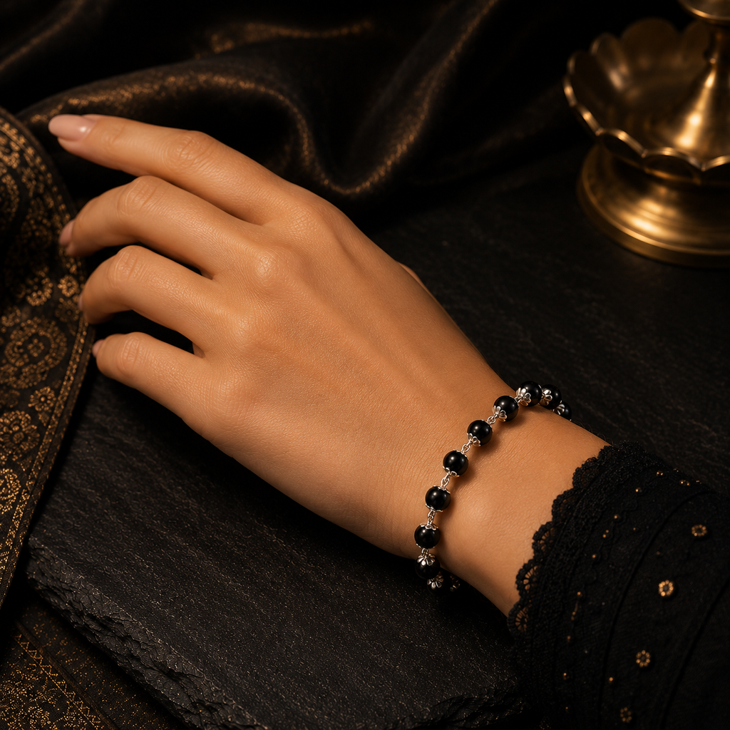 Karungali Bracelet with silver cap