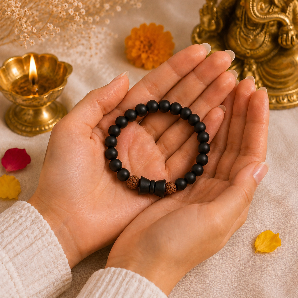 Rudraksha Karungali - The Trishul-Core Bracelet