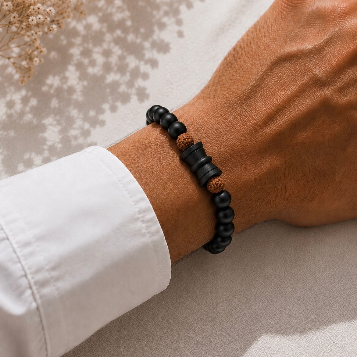 Rudraksha Karungali - The Trishul-Core Bracelet