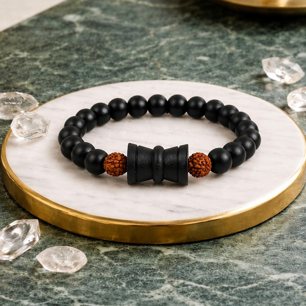 Rudraksha Karungali - The Trishul-Core Bracelet